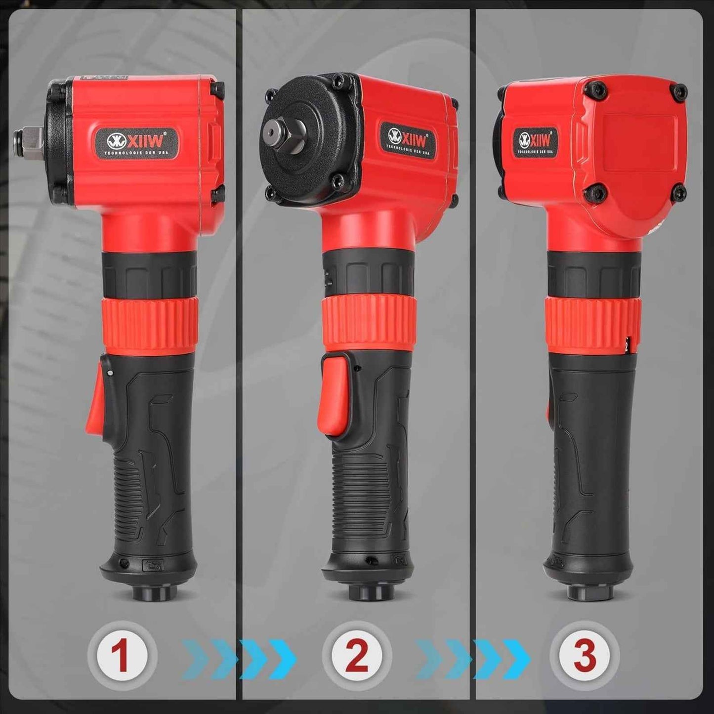XIIW PT-1320 Air Impact Wrench - 1/2" Twin Hammer with 910 ft-lb Torque