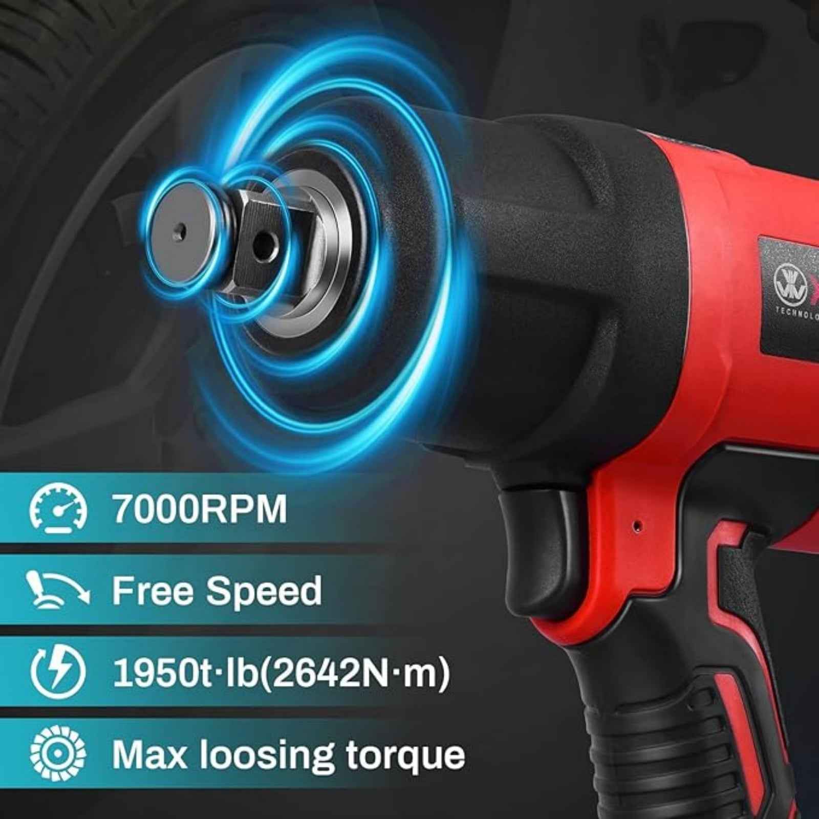 Professional 3/4 Inch Air Impact Wrench With 1950 ft-lb Torque - XIIWPRO