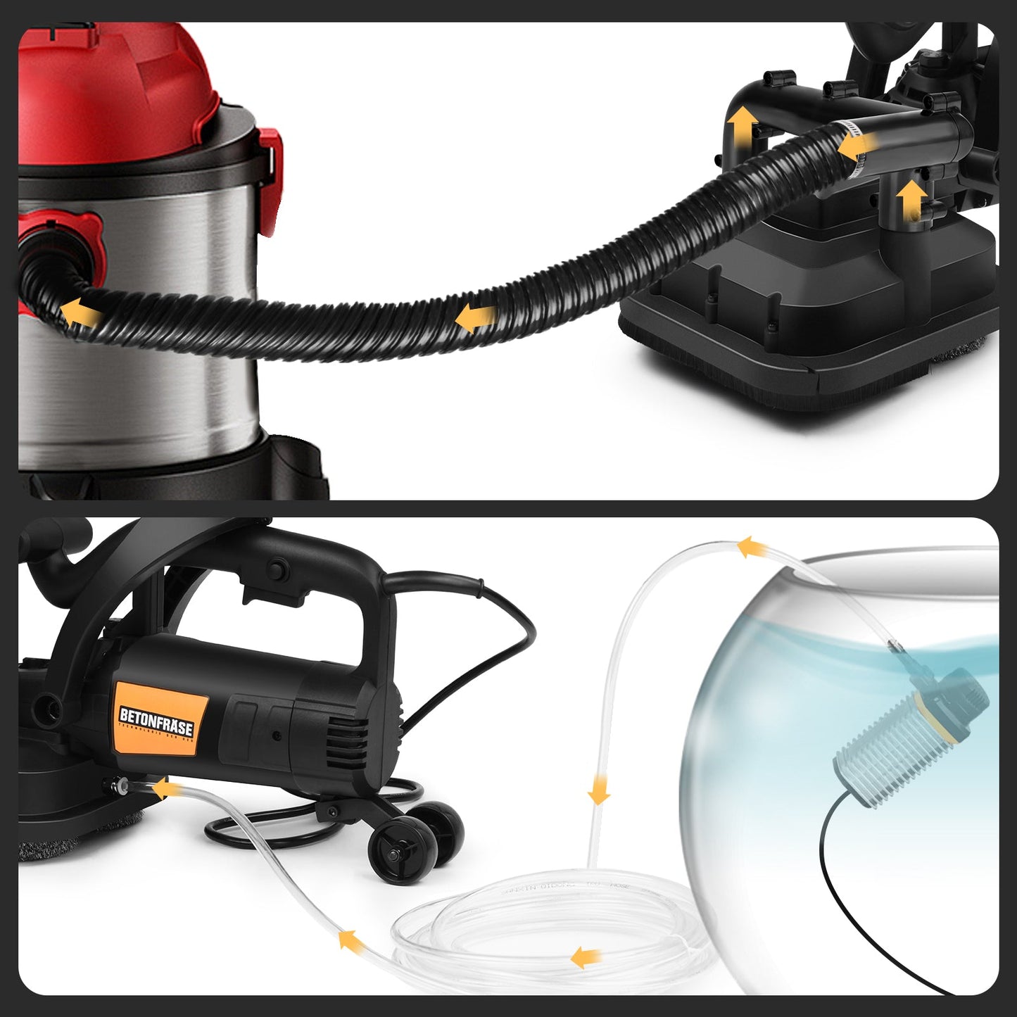 3800W Concrete Grinder Floor Polisher – Heavy Duty 6 - Speed Surface Grinding Machine with Dust Control System