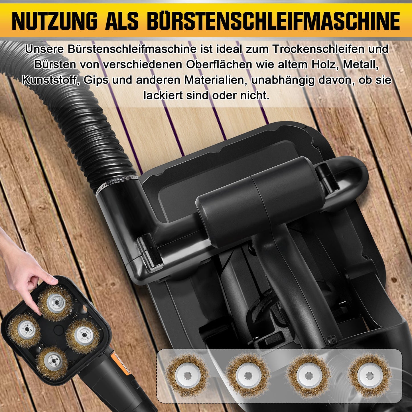 3800W Concrete Grinder Floor Polisher – Heavy Duty 6 - Speed Surface Grinding Machine with Dust Control System