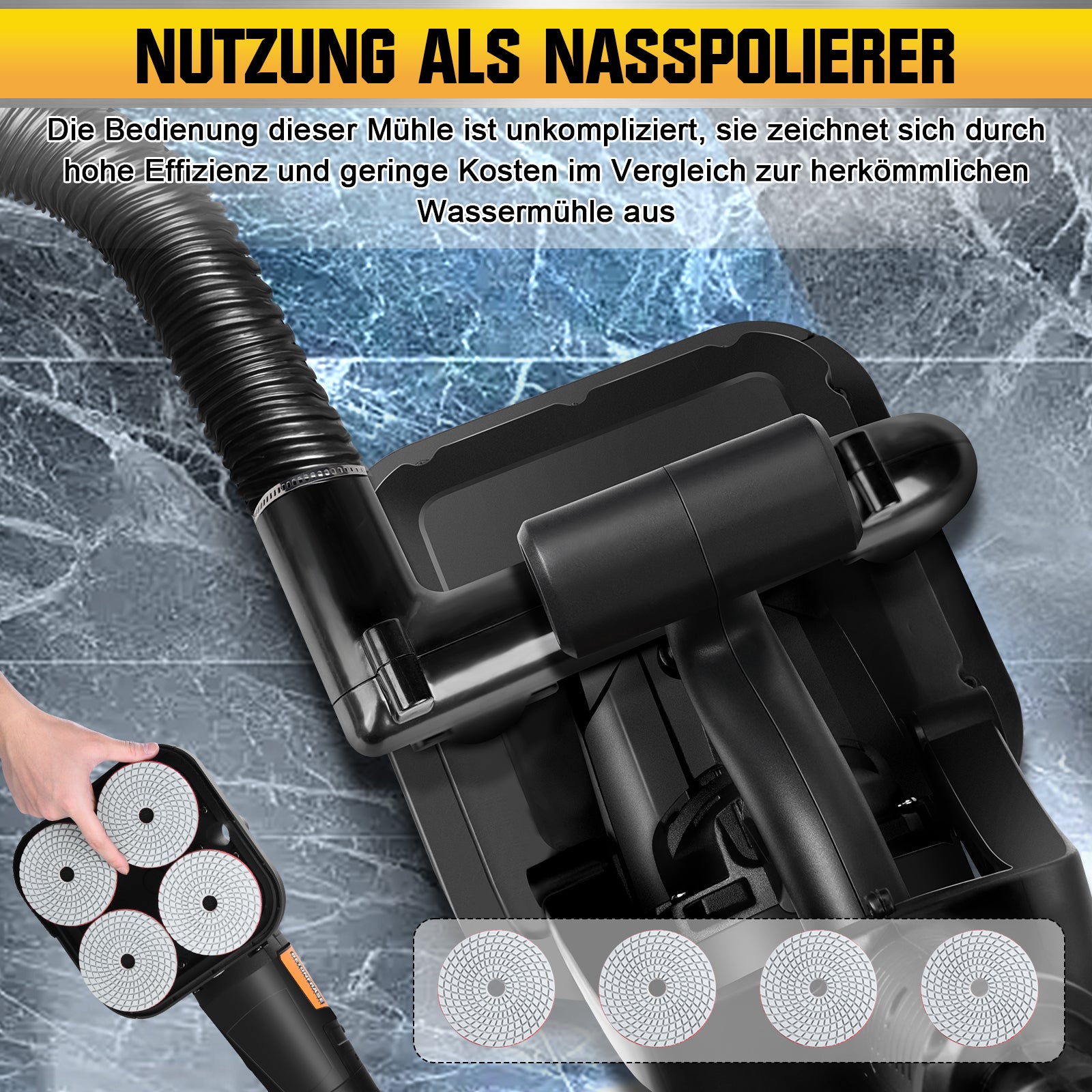 3800W Concrete Grinder Floor Polisher – Heavy Duty 6 - Speed Surface Grinding Machine with Dust Control System