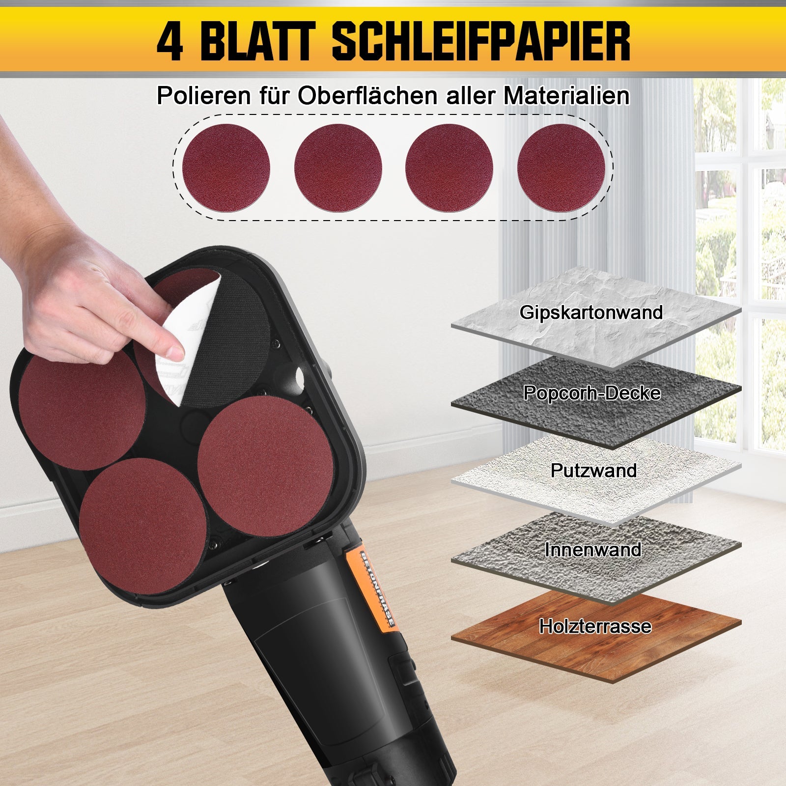 3800W Concrete Grinder Floor Polisher – Heavy Duty 6 - Speed Surface Grinding Machine with Dust Control System