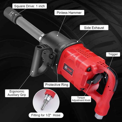 Pneumatic Impact Wrench - XIIW PT-1580, 1" Ultra-Powerful 1950 ft-lb