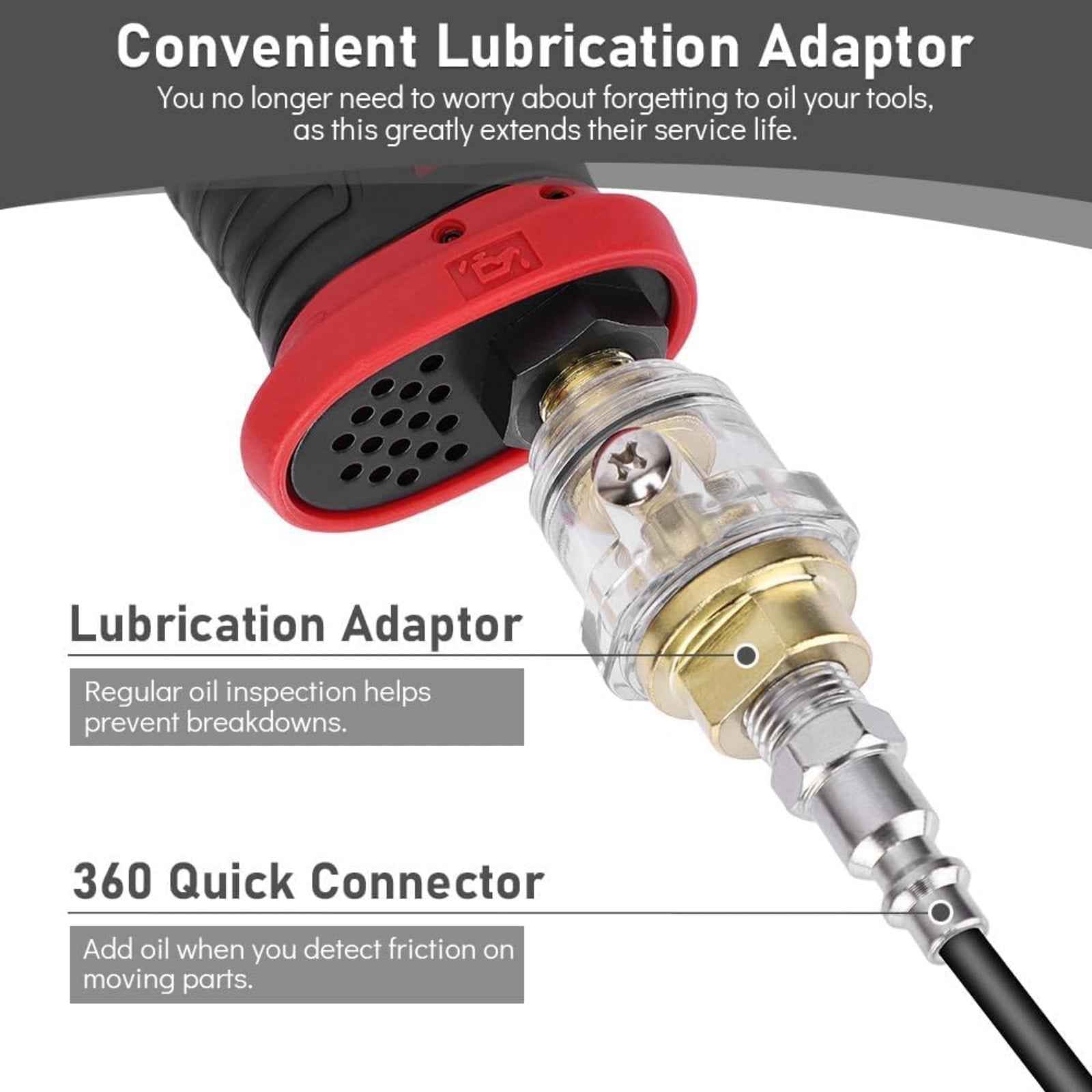 XIIW 1/2" Air Impact Wrench Kit - Twin Hammer, 1560 ft-lb Torque with 10 Sockets