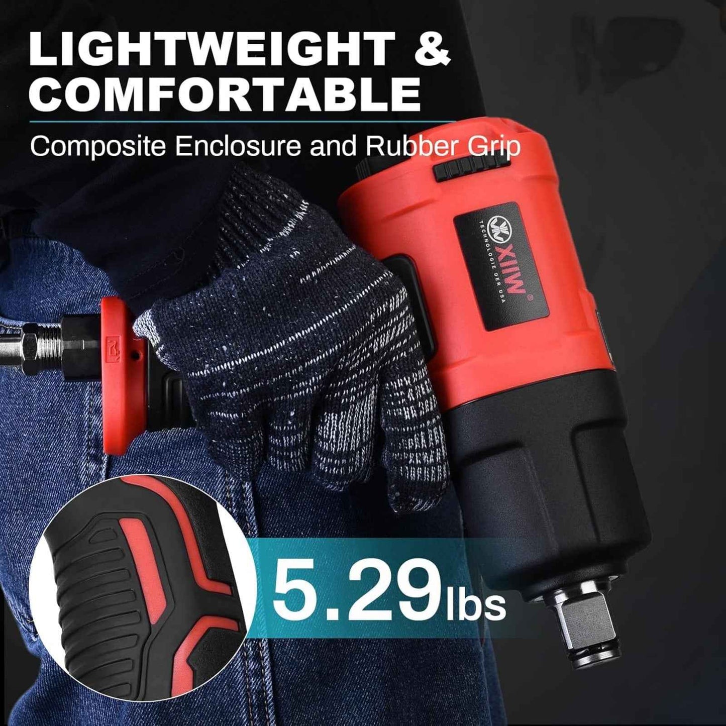 XIIW 3/4 Inch Air Impact Wrench - Professional Grade with 1950 ft-lb Torque