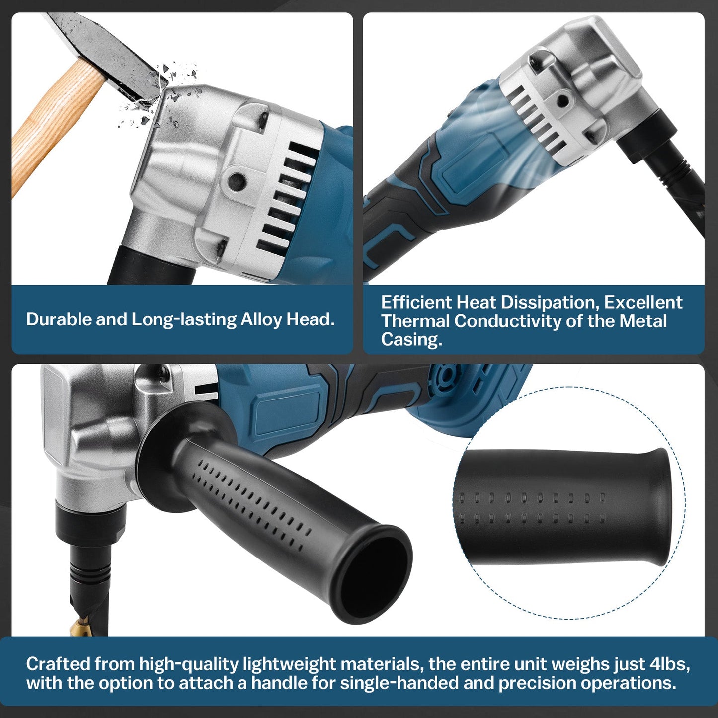 Cordless Metal Nibbler with Dual 18V 2.5Ah Batteries – 2200 SPM Brushless Motor, 360° Adjustable Cutting Head, Precise Sheet Metal Cutter