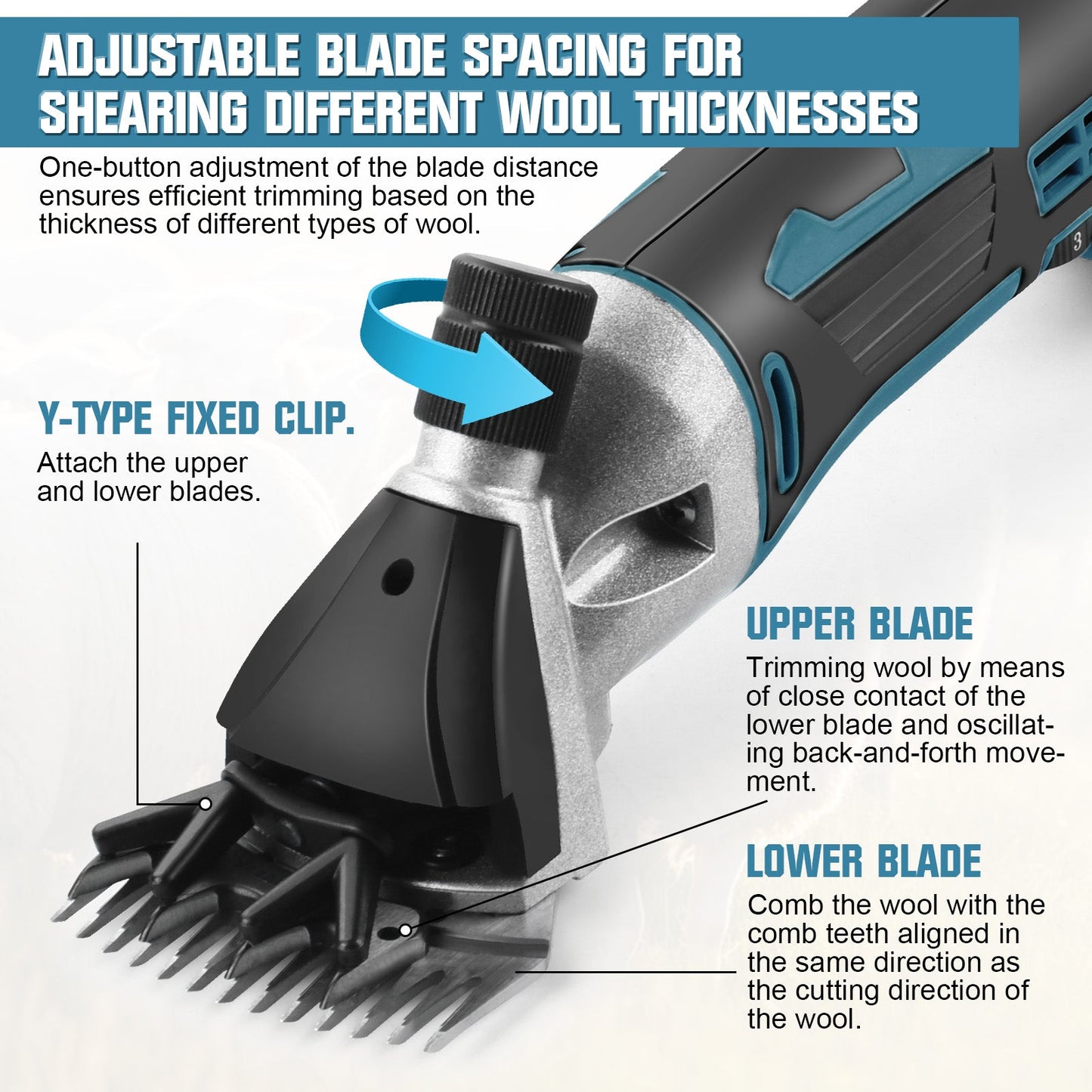 Efficient Powerful 500W Cordless Sheep Shearing Clippers for Thick Coats