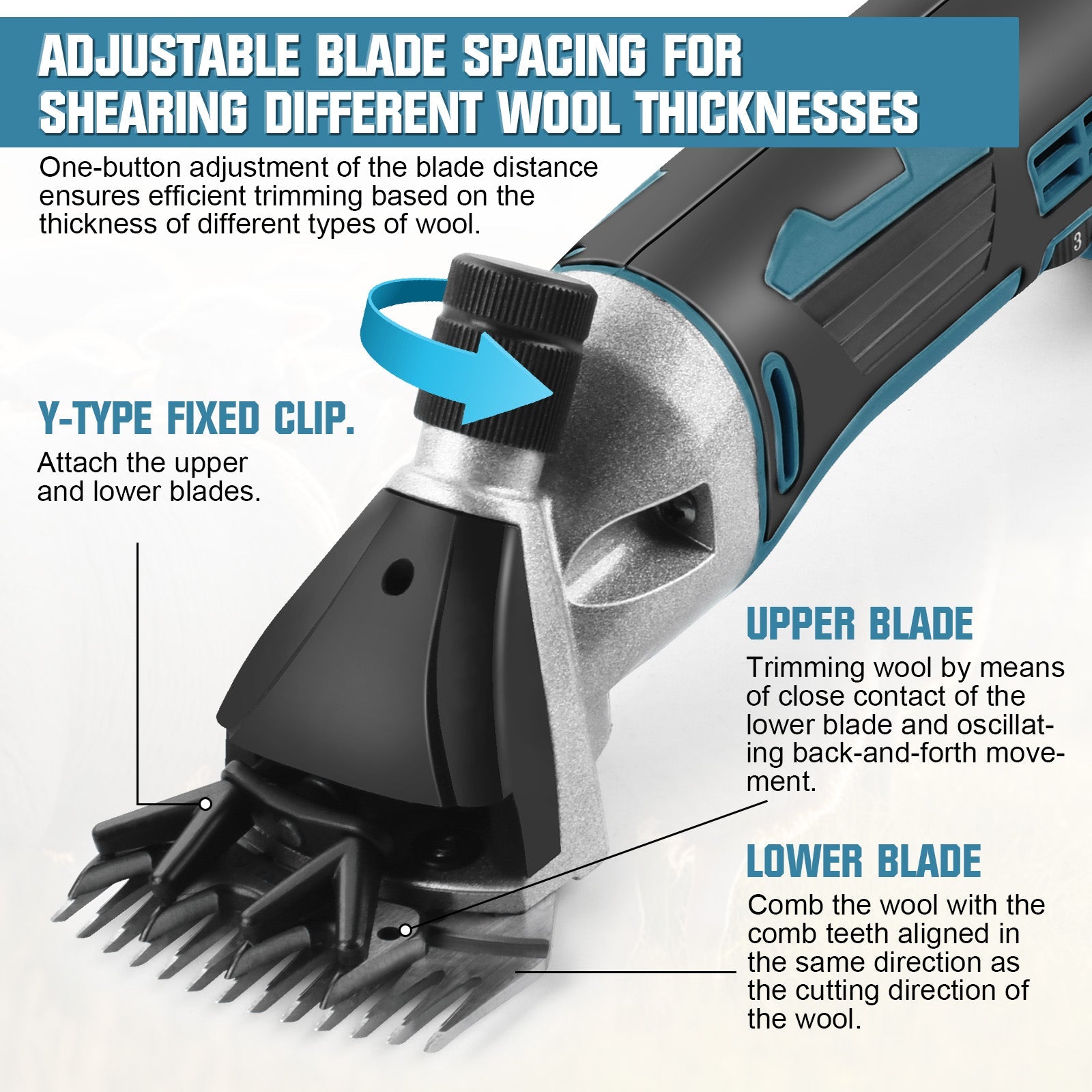 Efficient Powerful 500W Cordless Sheep Shearing Clippers for Thick Coats