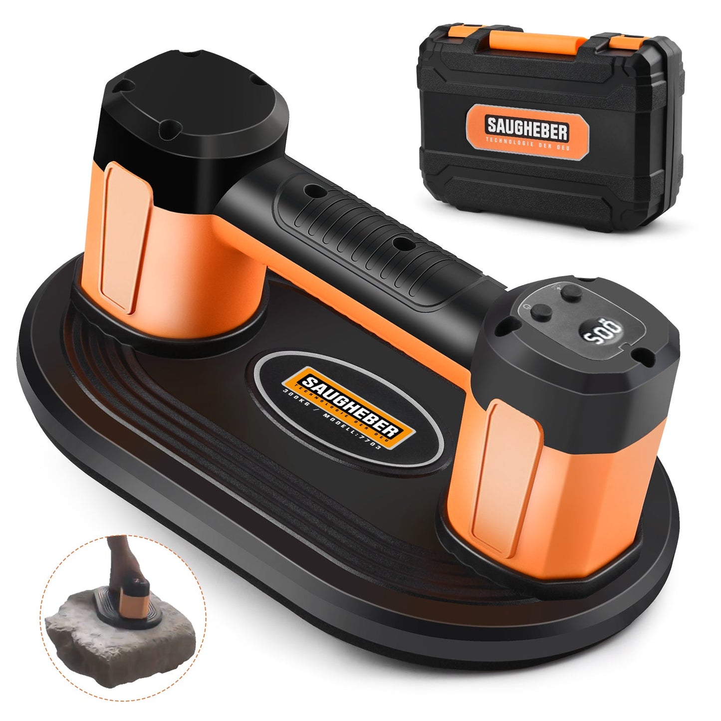 Electric Vacuum Lifter 300 kg | Cordless Battery - Powered with Automatic Pressure Regulation | Professional Slab Lifter for Porcelain Tiles, Patio Slabs & Glass