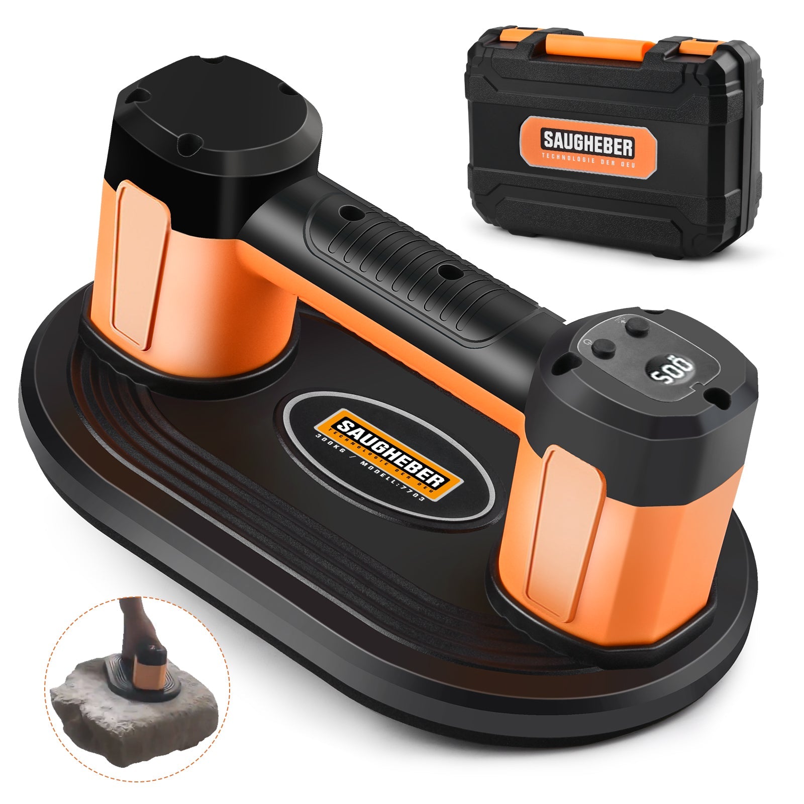 Electric Vacuum Lifter 300 kg | Cordless Battery - Powered with Automatic Pressure Regulation | Professional Slab Lifter for Porcelain Tiles, Patio Slabs & Glass