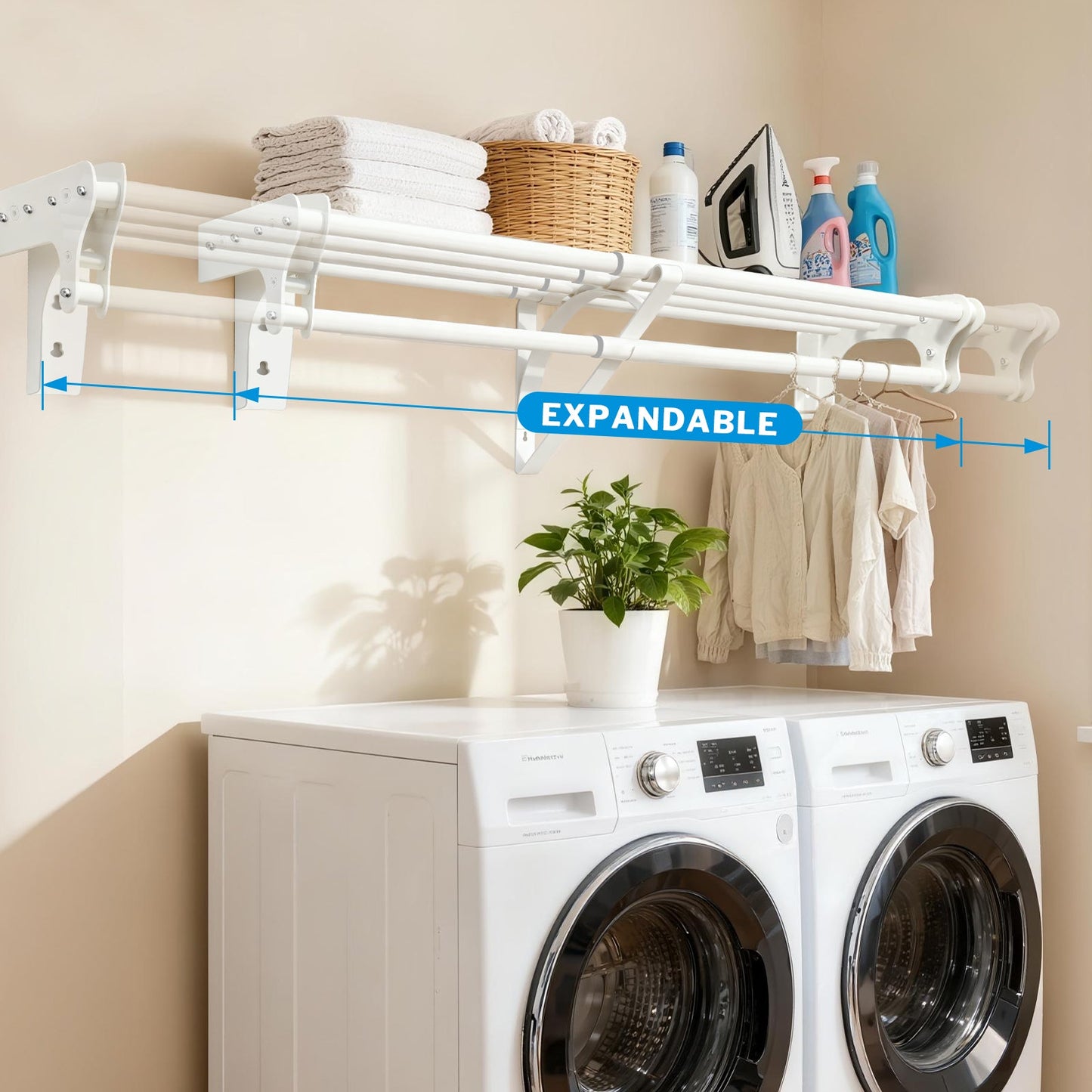 Heavy - Duty Adjustable Telescoping Closet Rod – Extendable 28" to 48", Easy Install, Steel Closet Organizer Rod for Home Storage