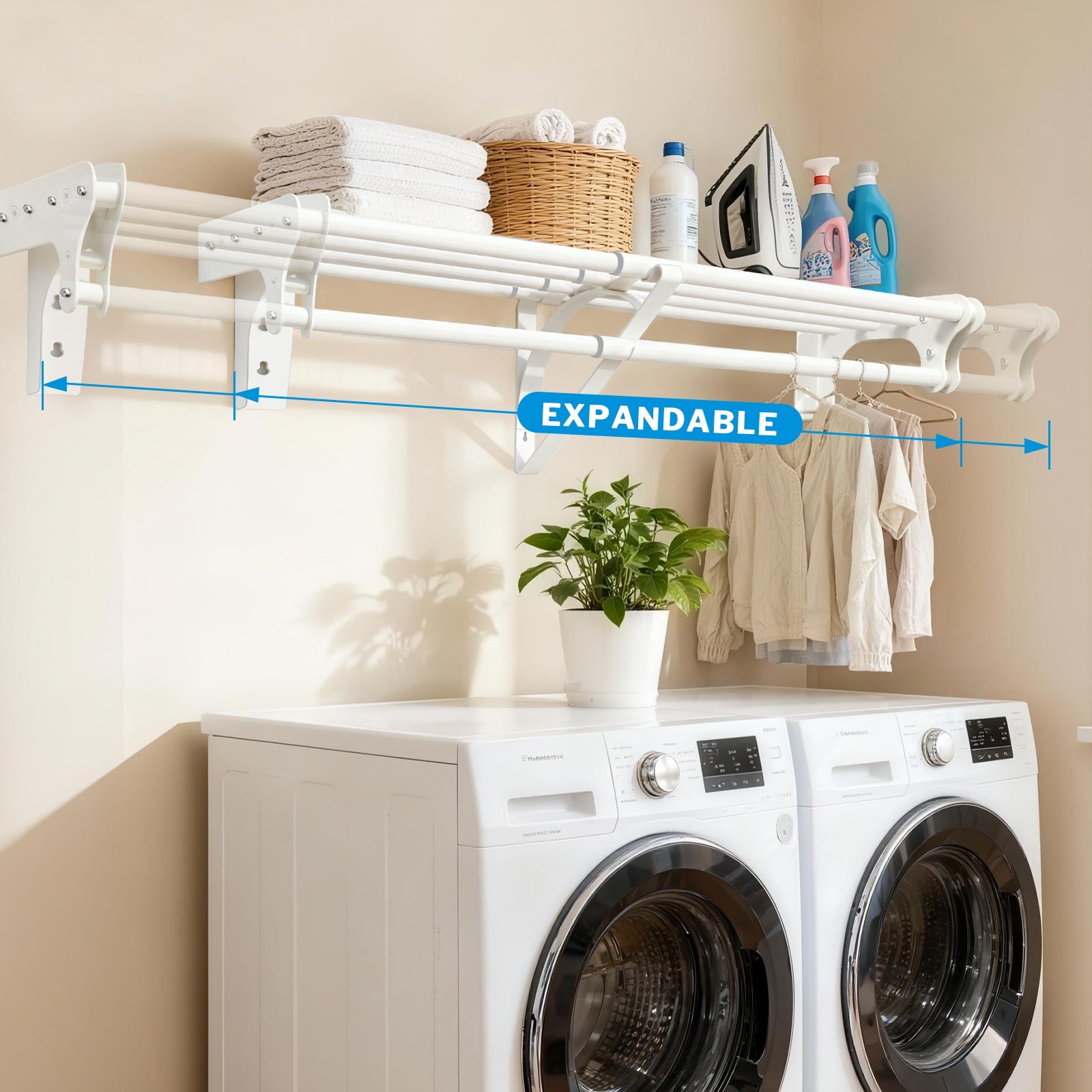 Heavy - Duty Adjustable Telescoping Closet Rod – Extendable 28" to 48", Easy Install, Steel Closet Organizer Rod for Home Storage