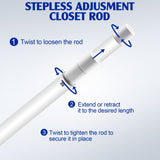 Heavy - Duty Adjustable Telescoping Closet Rod – Extendable 28" to 48", Easy Install, Steel Closet Organizer Rod for Home Storage