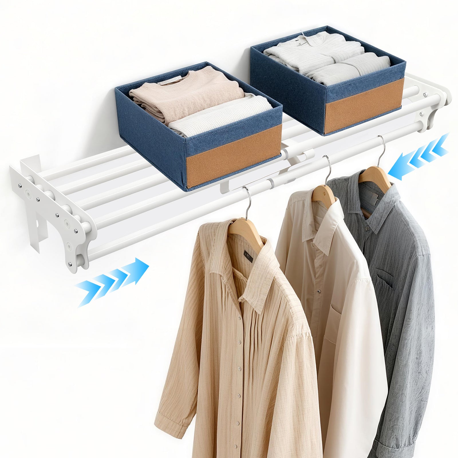 Heavy - Duty Adjustable Telescoping Closet Rod – Extendable 28" to 48", Easy Install, Steel Closet Organizer Rod for Home Storage