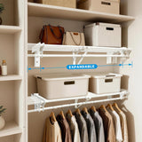 Heavy - Duty Adjustable Telescoping Closet Rod – Extendable 28" to 48", Easy Install, Steel Closet Organizer Rod for Home Storage