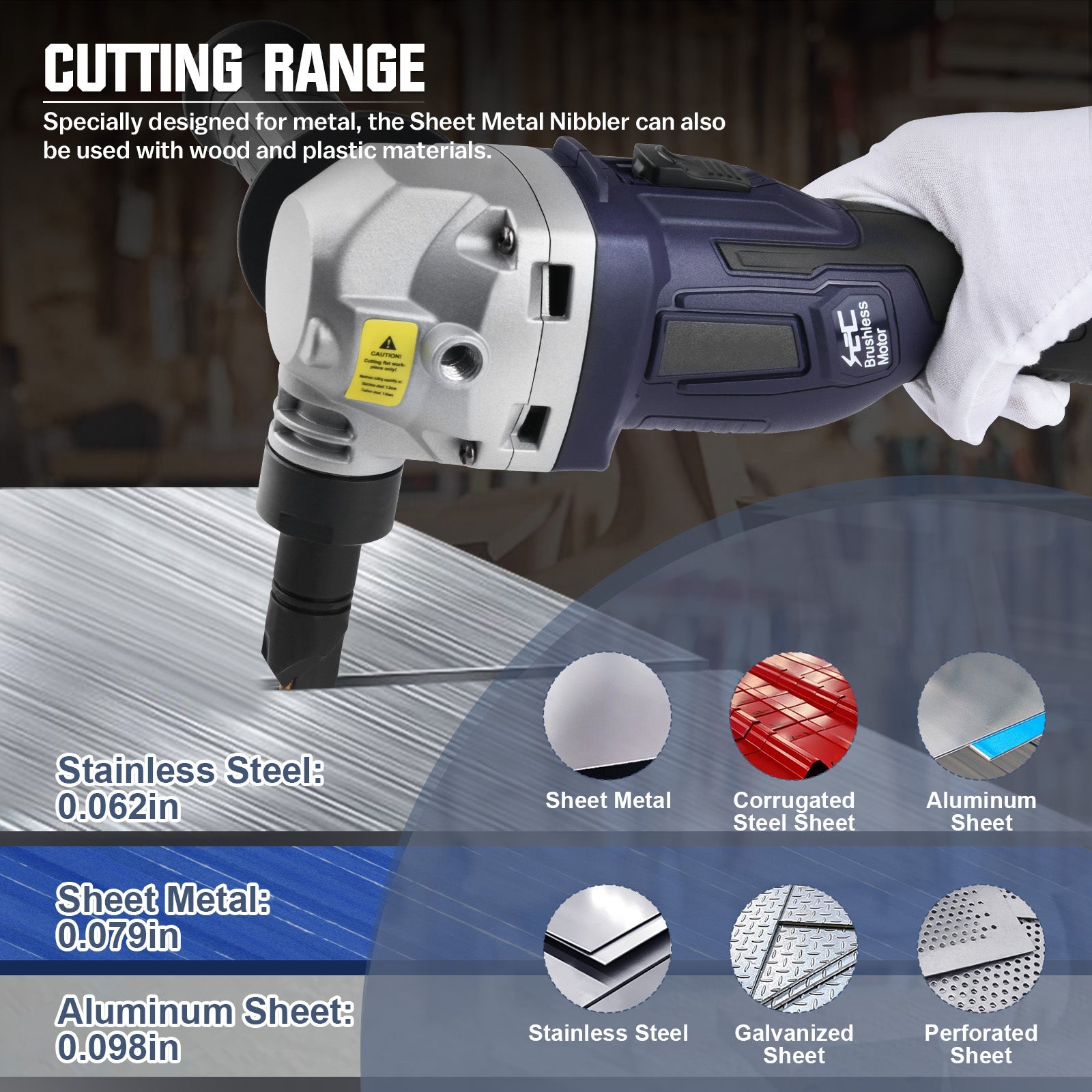 Precision 360° Rotating Metal Nibbler with Powerful 800W Brushless Motor