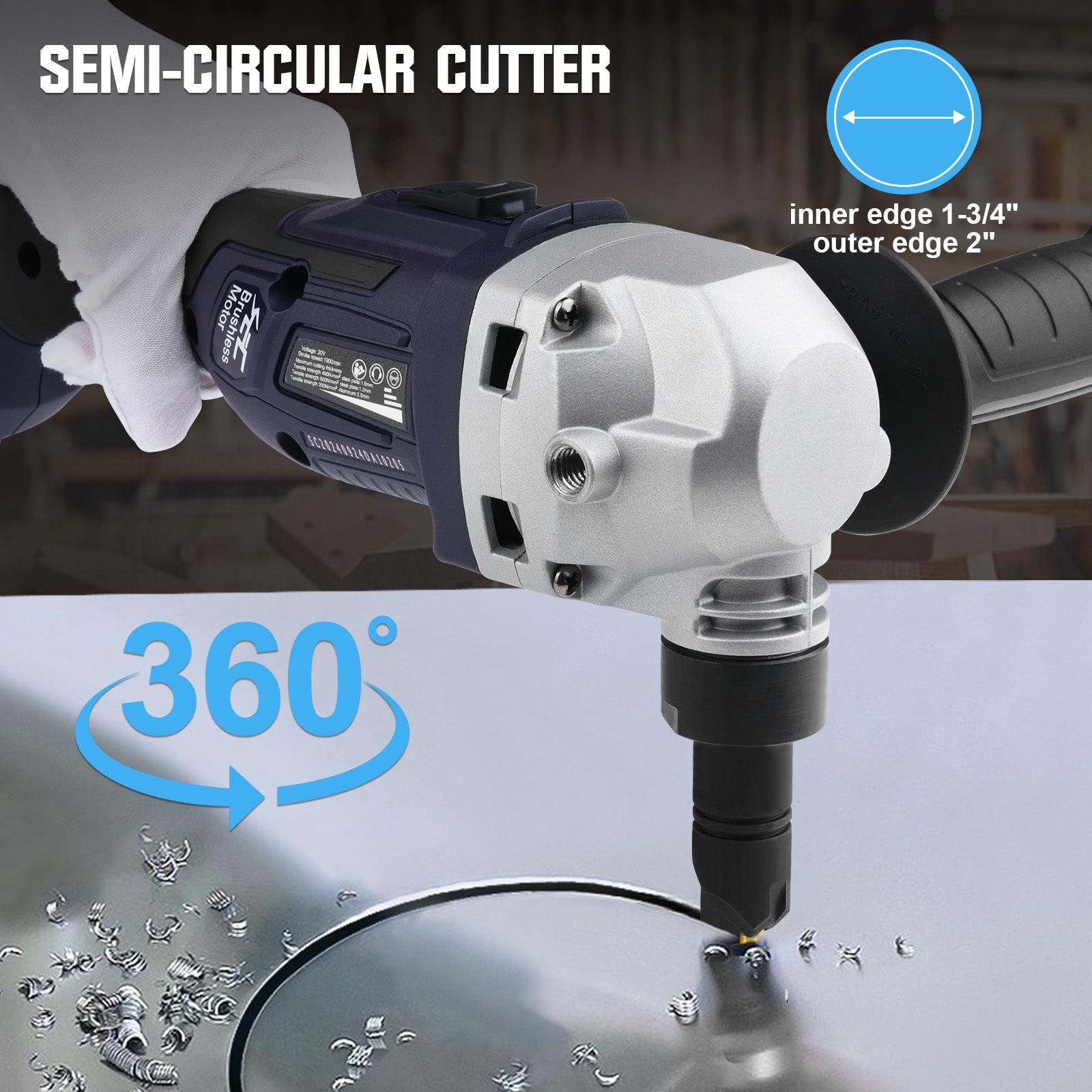 Precision 360° Rotating Metal Nibbler with Powerful 800W Brushless Motor