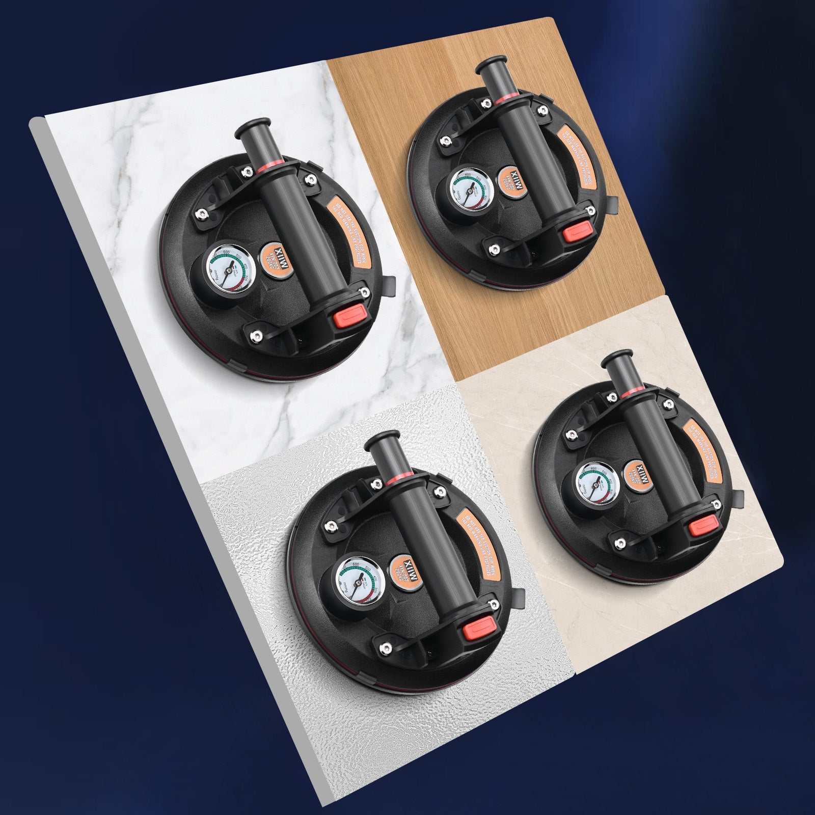 XIIW® Portable Suction Lifter with Vacuum Indicator – 8" Suction Cup, 280kg Load Capacity, Manual Pump