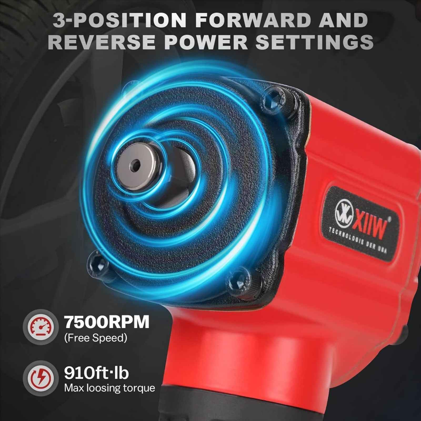 XIIW PT - 1320 Air Impact Wrench - 1/2" Twin Hammer with 910 ft - lb Torque