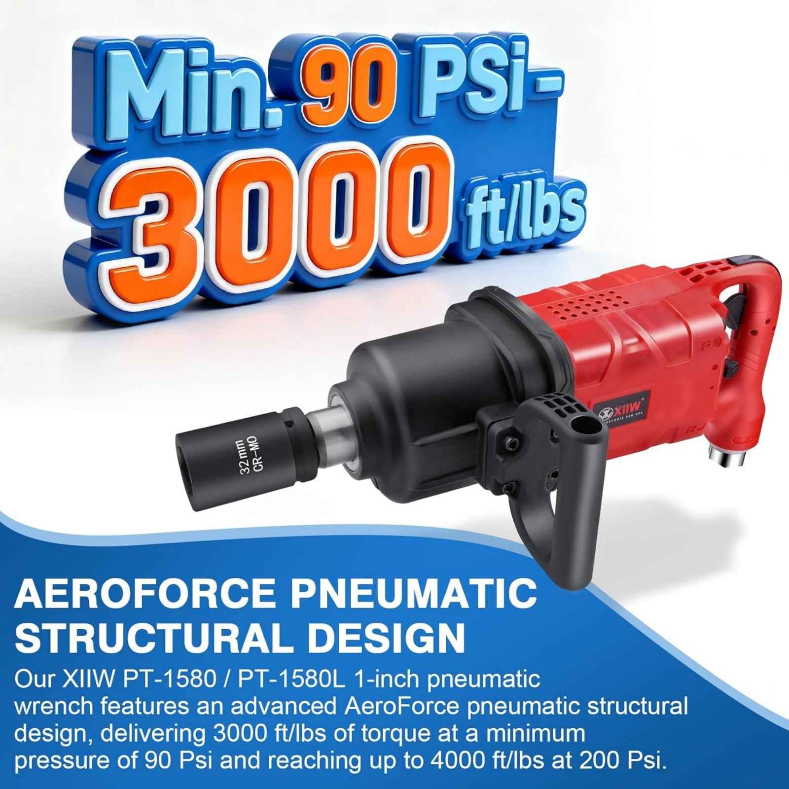 XIIW PT - 1580S Pneumatic Impact Wrench - Ultra - Light Design and High Torque Performance